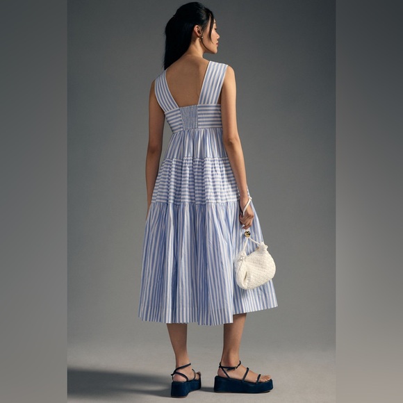 Anthropologie Helena Square-Neck Tiered Midi Dress - Picture 3 of 15